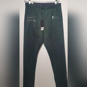 NWT BCBG Maxazria- size L - NWT green suede leggings/pants zipper pockets